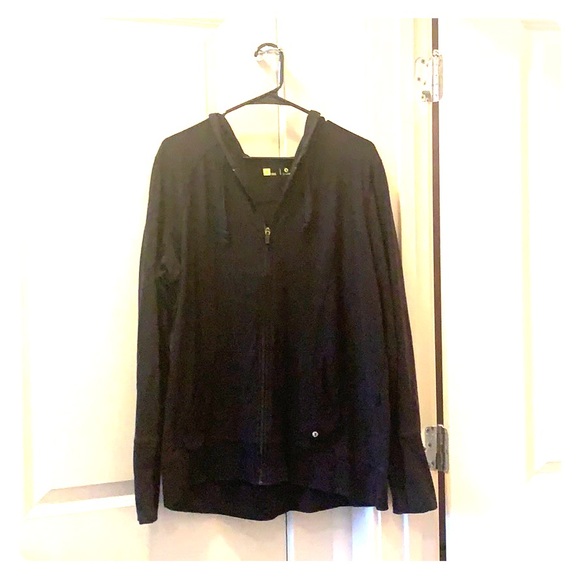 Black long sleeve zip up with hood - Picture 1 of 2